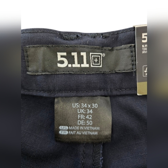 5.11 Tactical Taclite Pro Pants Men's 34x30 Navy Blue Regular Fit Ripstop Teflon - Picture 5 of 10